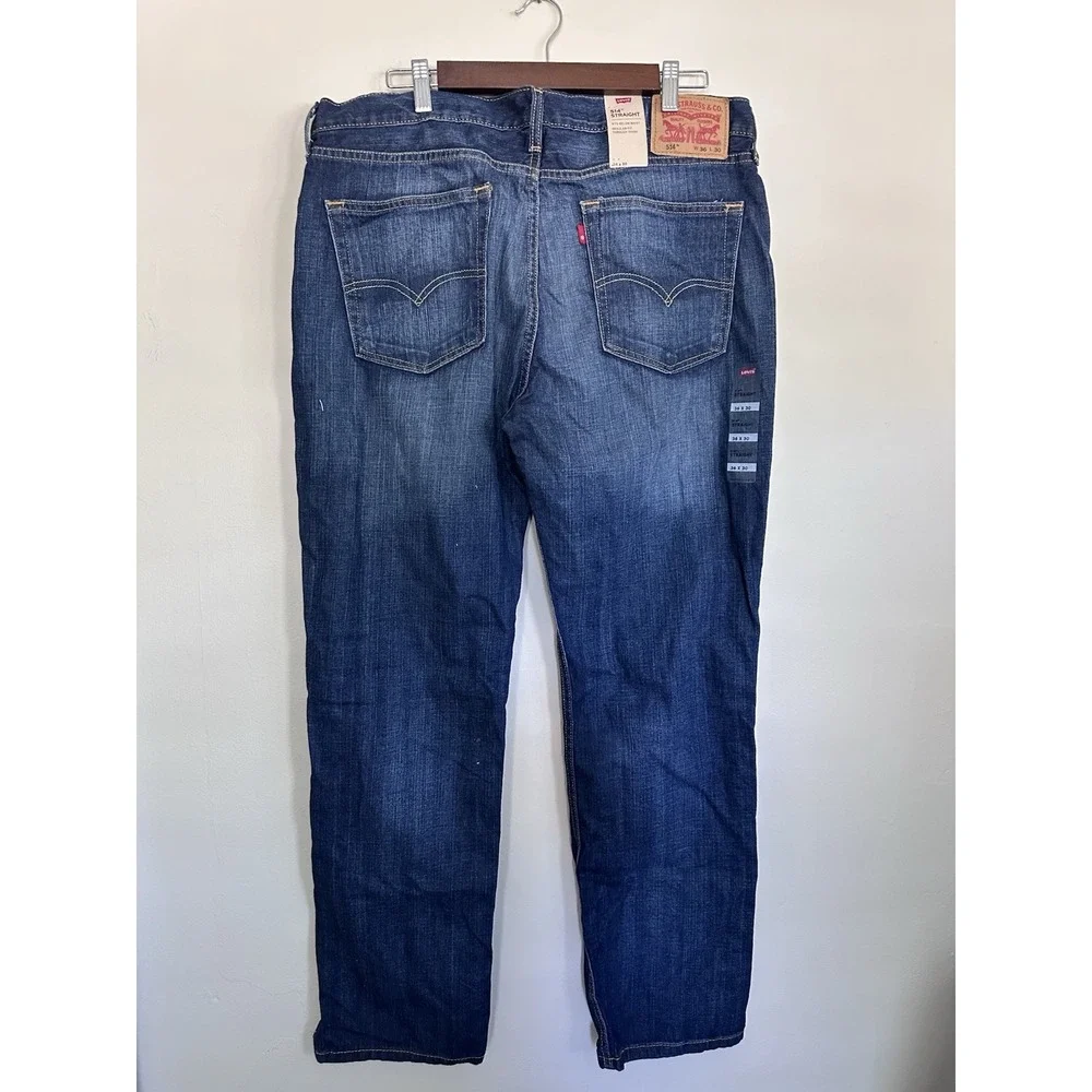 NWT Levis 514 36x30 Straight Fit Jeans Stretch Jeans Color Medium Dark Wash Blue